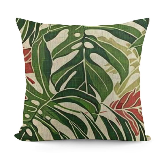 Tropical Green Leaves Pillow Covers Modern Botanical Palm Leaf Decorative Outdoor Throw Pillows Summer Decorations Pillow Case Square Cushion Cover Decor for Sofa Couch Bed