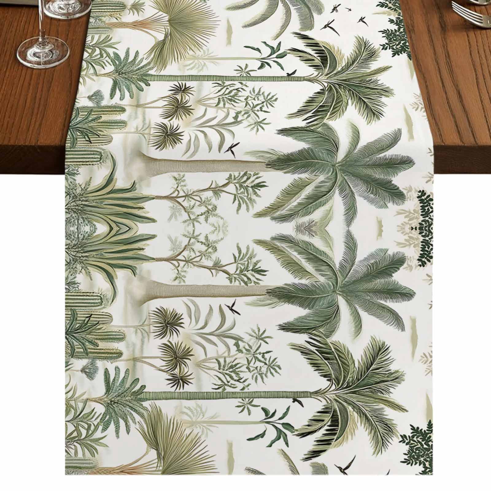 Tropical Green Palm Tree 36 Inch Table Runner, Summer Beach Cactus ...