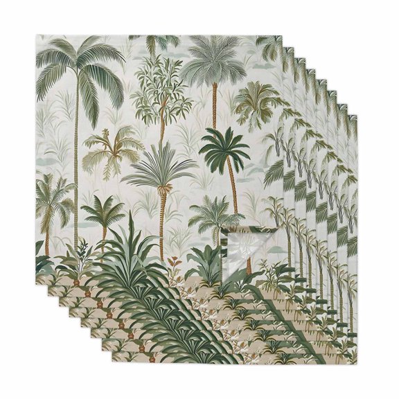 Tropical Green Palm Tree Cloth Napkins, Summer Beach Botanical Washable and Reusable Dinner Napkins Set of 8, Table Napkin for Kitchen Party Birthday Wedding Hotel Housewarming 20"x20"