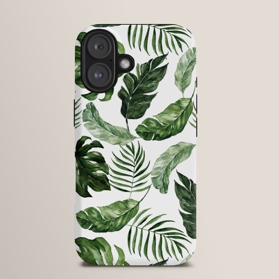 Leaf Tech Tropical Green Palm and Monstera Leaf Tough Case for Apple iPhone ...