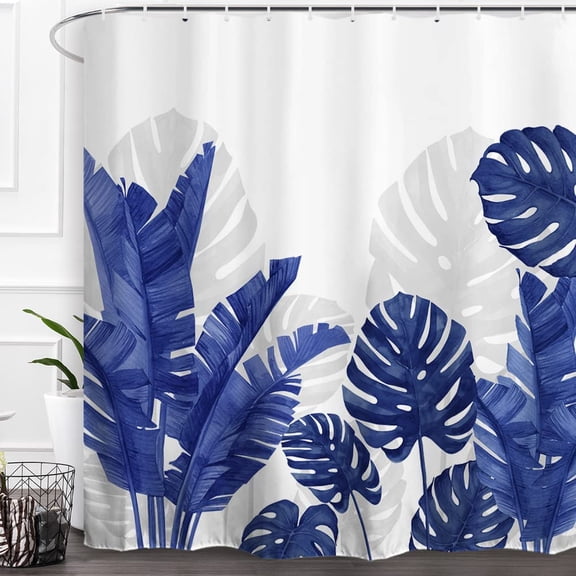 Tropical Green Plant Shower Curtain Waterproof Washable Fabric Summer Bathroom Decor Botanical Banana Monstera Leaf Palm Tree Shower Curtain with Hooks 72x72 Inch