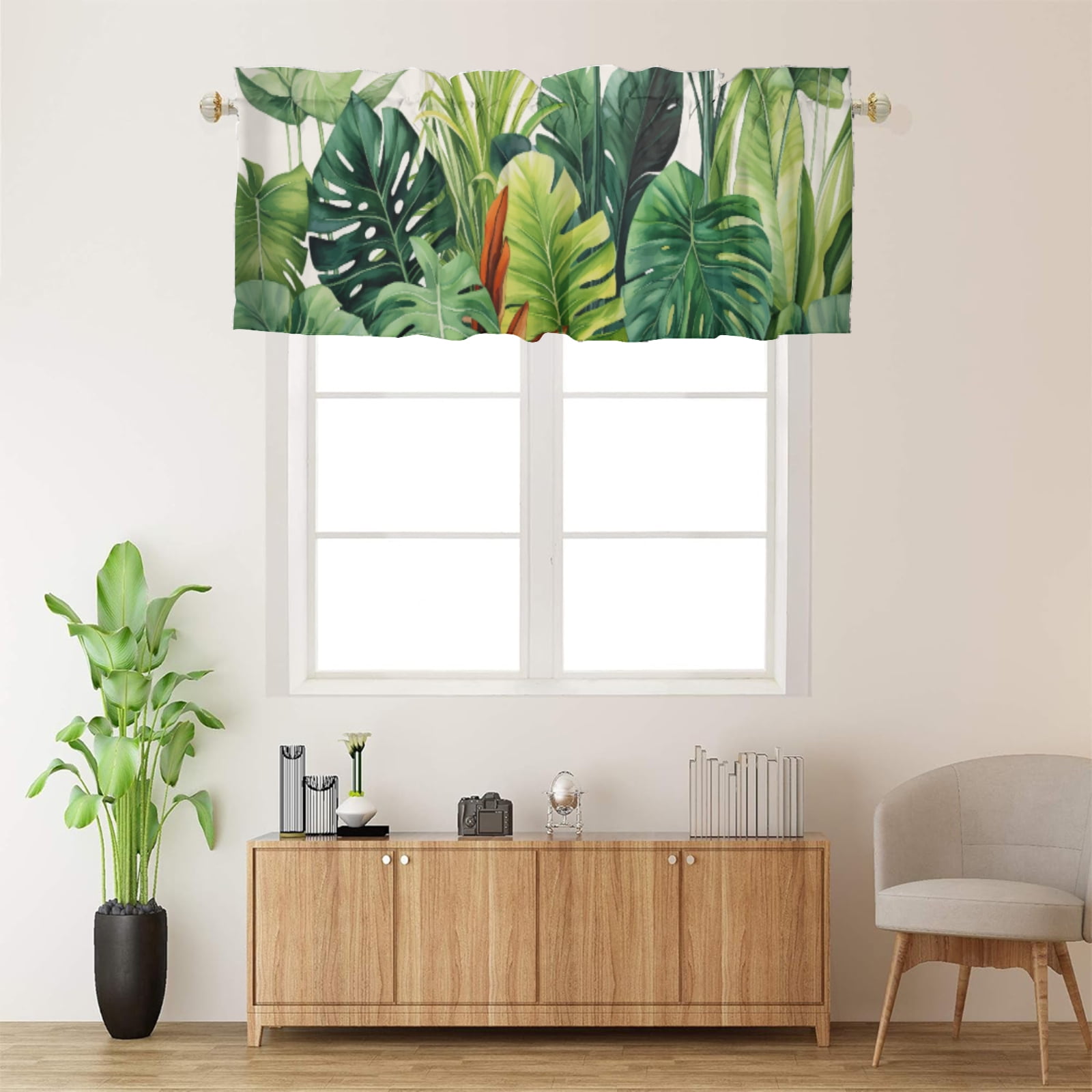 Image result for Tropical Green Plant Valance Curtains for Windows, Botanical Leaf Palm ...