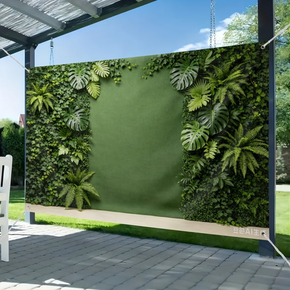 Tropical Green Plant Wall Photography Backdrop, Lush Monstera Fern Ivy Leaf Fabric Background Banner for Wedding, Baby Shower, Birthday Party, Studio Portrait Shooting & Photo Booth Decor