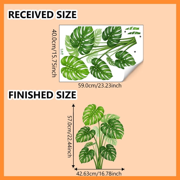 Tropical Green Plants Turtle Leaf Sticker