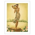 thumbnail image 1 of Tropical Harvest - Hawaiian Woman holding a Basket of Fruit - Vintage Hawaiian Airbrush Art by Gill c.1940s - Bamboo Fine Art 290gsm Paper (Unframed) 17x22in, 1 of 4