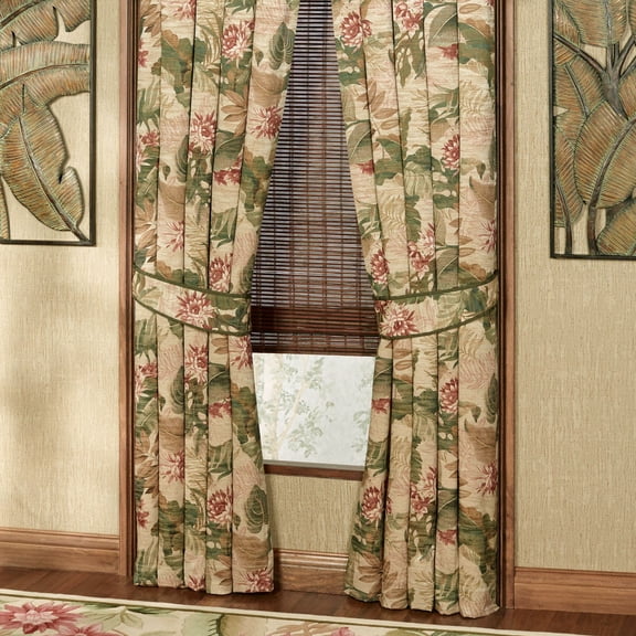 Tropical Haven Tailored Lined Curtain Pair Multi Warm 84 x 84 Polyester Curtains Tailored 84 x 84