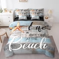 thumbnail image 1 of Tropical Hawaii Beach Bedding Comforter Sets 7-Piece Coastal Starfish Bed in a Bag, Summer Holiday Gifts Twin Bedding Sets Beach House Decor Comforter Set, Blue Grey Bedding Sets & Collections, 1 of 4