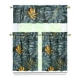 thumbnail image 1 of Tropical Hawaii Jungle Plant Window Curtain Set, 3PCS 27.5x36in Polyester Tier and Valance, Kitchen or Bathroom Short Curtains with Floral Leaf Design, 1 of 6