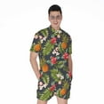 thumbnail image 1 of Tropical Hawaii Pineapple Pattern Short Sleeve Men'S Rompers, Tropical Hawaiian Aloha Floral Casual Summer Jumpsuits Outfit, 1 of 4
