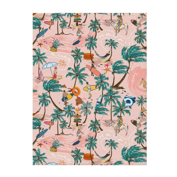 Tropical Hawaii Surf Beach Palm Tree Throw Blanket Soft Sofa Bed Fleece Blankets For Men Women Boy Girl Gifts Blankets 60"X50"