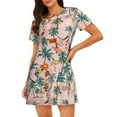 thumbnail image 1 of Tropical Hawaii Surf Beach Palm Tree Women'S Nightgown Sleepwear Short Sleeves Nightshirt Loose Comfy Pajama 3x-Large, 1 of 8