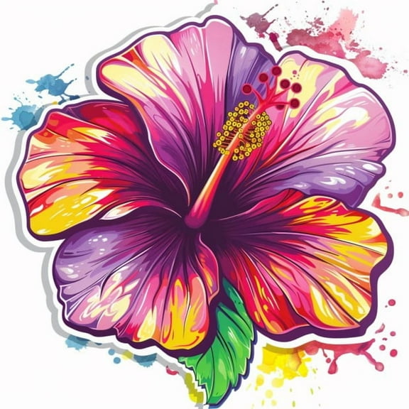 Tropical Hawaiian Flower Decal Vibrant Car Sticker for Windows, Bumpers, and More, Island-Inspired Car Accessories