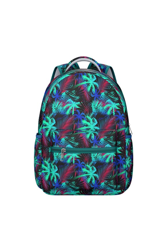 Tropical Hawaiian Print Backpack Jungle Leaves and Exotic Floral School Bag Summer Vacation Bag for Student and Student