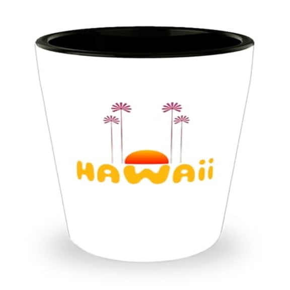Tropical Hawaiian Sunset Destination Shot Glass, Paradise Souvenir Gift, Mini Glassware Collection, 1.5oz Novelty Cup for Travelers