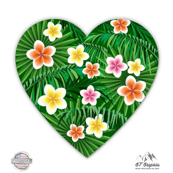 Tropical Heart - 3" Vinyl Sticker - For Car Laptop I-Pad Phone Helmet Hard Hat - Waterproof Decal