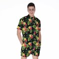 thumbnail image 1 of Tropical Hibiscus Aloha Pattern Short Sleeve Men'S Rompers, Tropical Floral Hawaiian Casual Summer Jumpsuits Outfit, 1 of 4