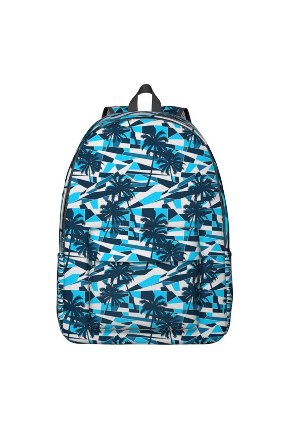 Tropical Hibiscus Backpack, Hawaiian Floral School Bag with Jungle Leaves Pattern, Exotic Summer Beach Design, Vibrant Botanical Aesthetic