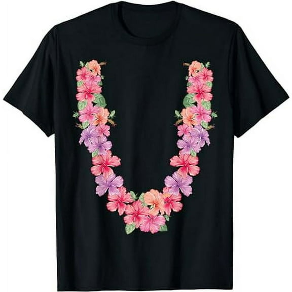 Tropical Hibiscus Flower Lei Design Unisex Summer Vacation T-Shirt