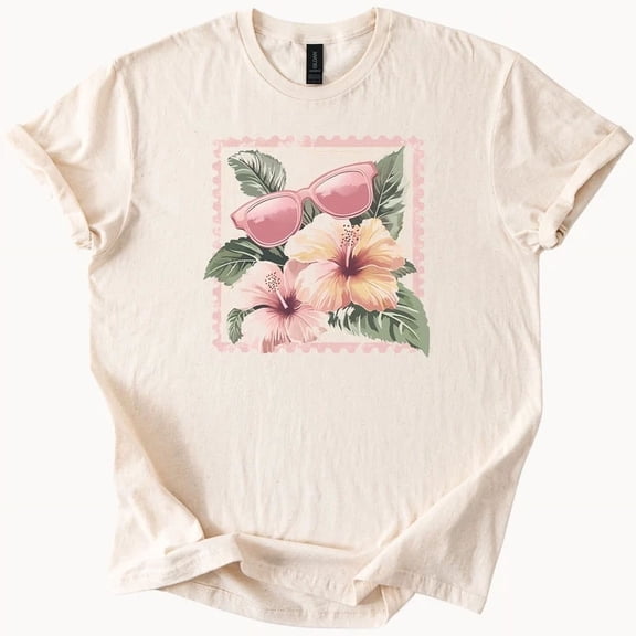 Tropical Hibiscus Flower Tee Summer Beach Vibes Graphic Shirt