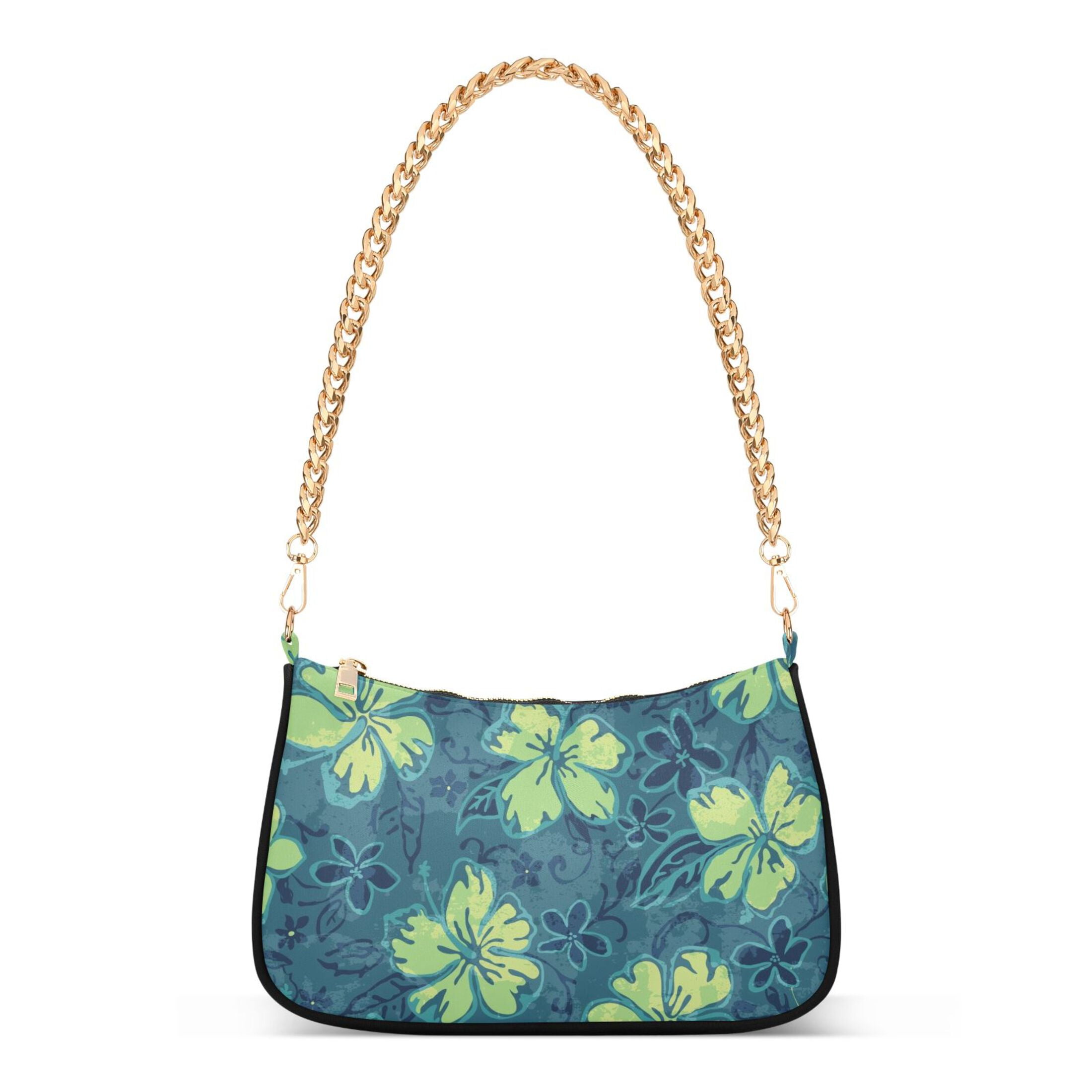Tropical Hibiscus Flower Vintage Womens Chain Shoulder Bag Tote