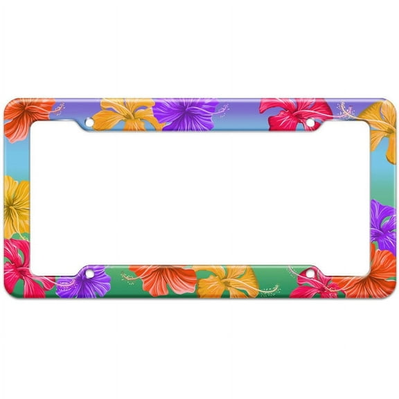 Tropical Hibiscus Hawaii Flower Pattern License Plate Frame