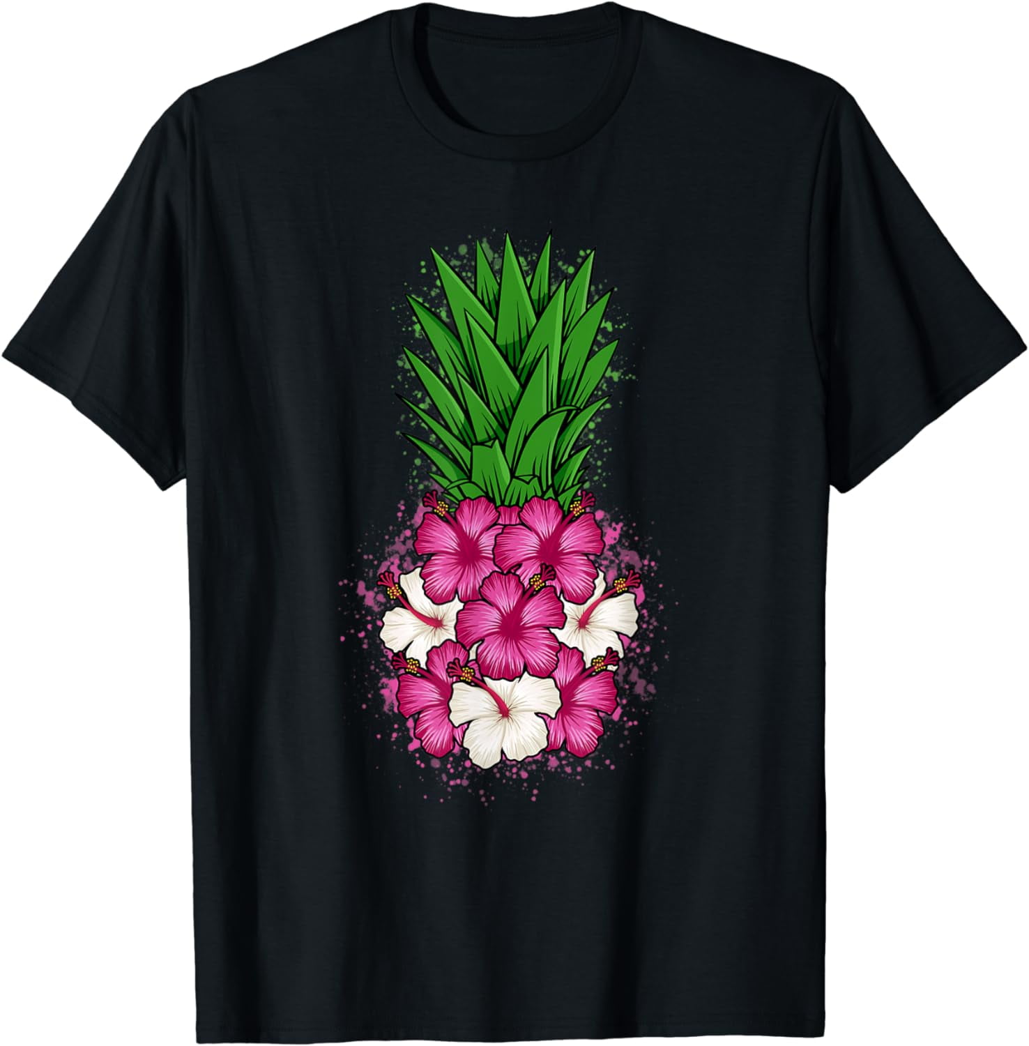 Tropical Print Aloha Shirts /  Pineapple, Plumeria, and Hibiscus - Yellow