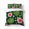 thumbnail image 1 of Tropical Hibiscus Monstera Pattern Bedding Set 3 Pcs Soft Microfiber Quilt Cover For Bedroom Decor, Comforter Cover With 2 Pillowcase, 1 of 5