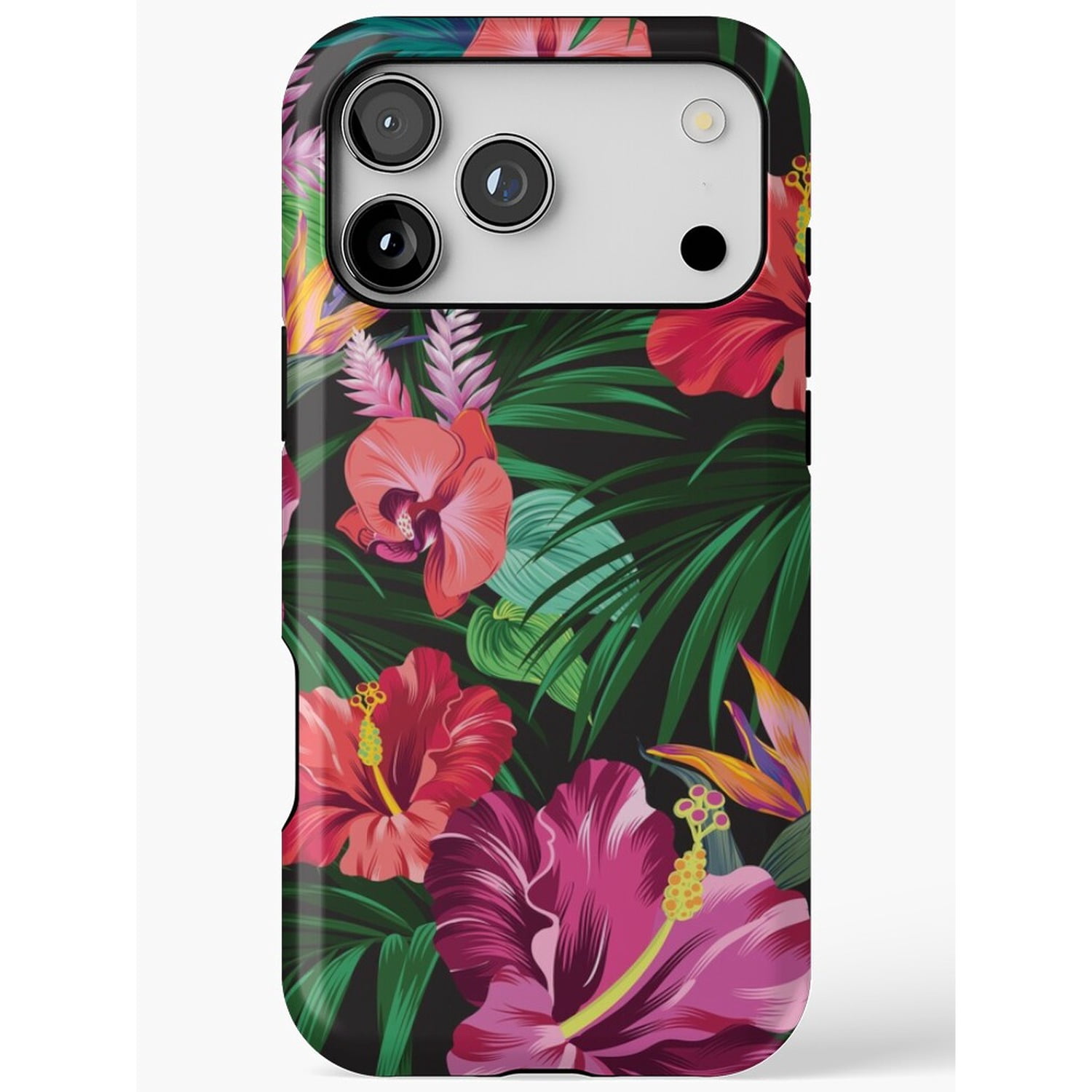 Tropical Hibiscus, Orchid and Palm Leaves Tough Cell Phone Case ...