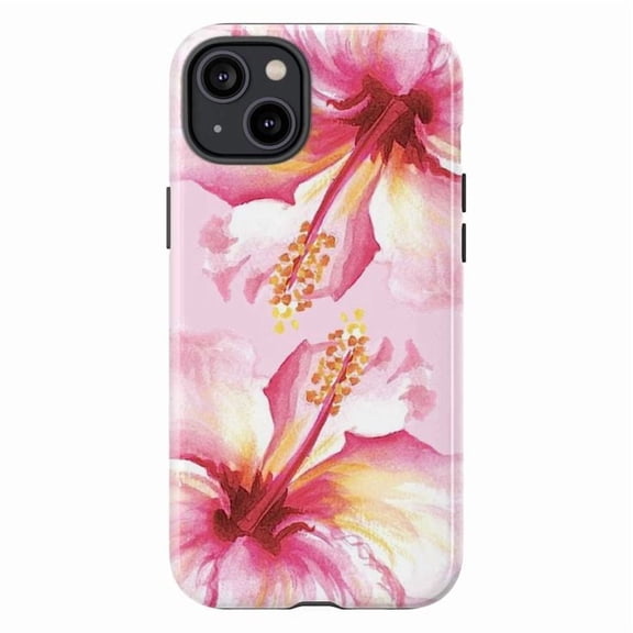 Tropical Hibiscus Phone Case – Bold Pink & Yellow Floral Design Phone Cover for iPhone 16 15 14 13 12 11 Pro Max