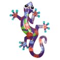 thumbnail image 1 of Tropical Hibiscus Purple Gecko Lizard Haitian Metal Art Medium, 1 of 3