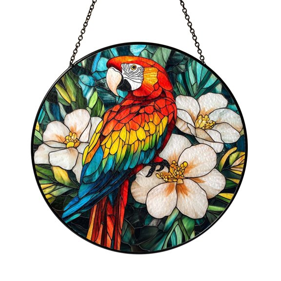Tropical Inspired Parrot Stained Glass Window Suncatcher2101