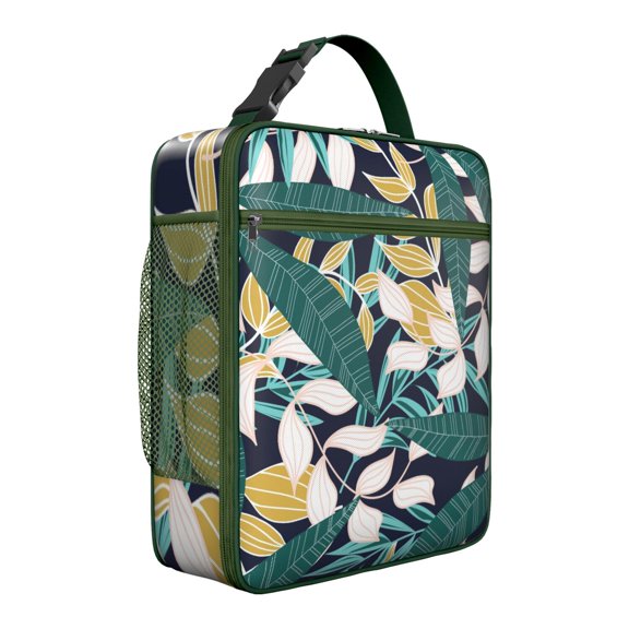 Tropical Insulated Lunch Bag – Vibrant Hawaiian Print with Exotic Floral and Palm Leaves Pattern, Durable Waterproof Thermal Cooler Tote for Summer Beach and Resort