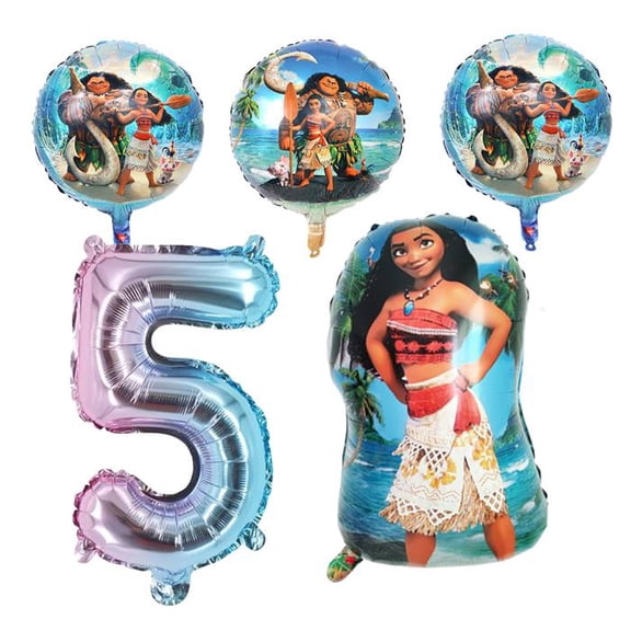 Tropical Island Adventure Birthday Party Balloon Set with Number 5 - 5 Pieces