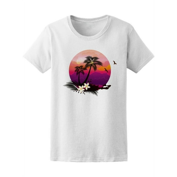 Tropical Island Circle Art T-Shirt Women -Image by Shutterstock, Female Small