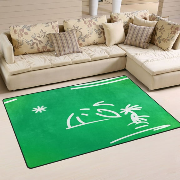 Tropical Island Pattern Soft Polyester Area Rug 60''x39'', Non Slip, Memory Foam, Water Absorbent