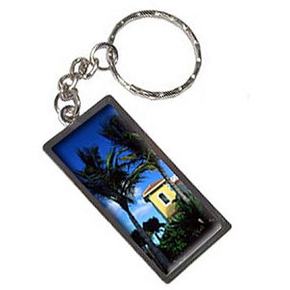 Tropical Island Resort Palm Trees Keychain Key Chain Ring