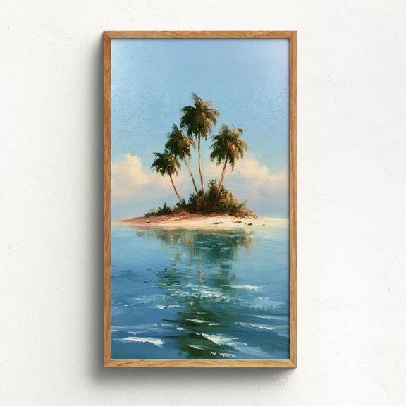 Tropical Island Wall Art Print, Palm Trees Ocean And Coastal Paradise Landscape