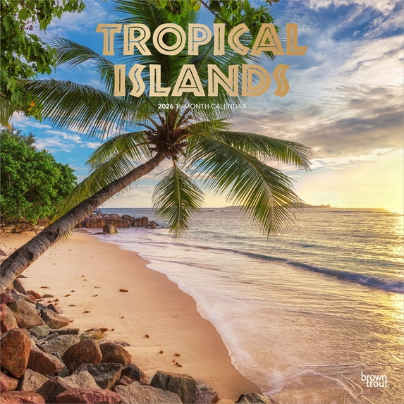 Tropical Islands | 2026 12x24" (Hanging) Wall Calendar | Plastic-Free | BrownTrout