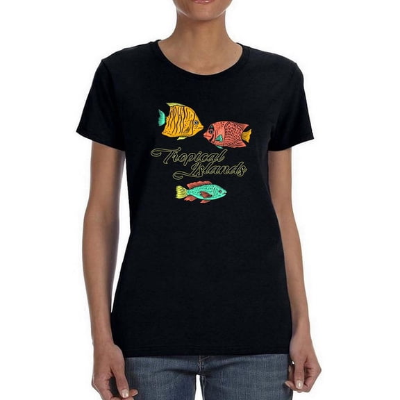 Tropical Islands Fish Set Shaped T-Shirt Women -Image by Shutterstock, Female 3X-Large