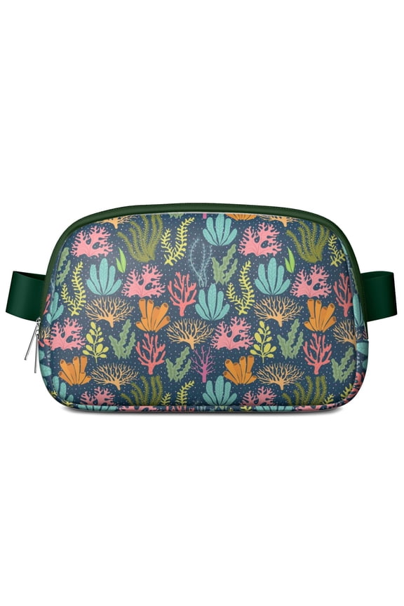 Tropical Jellyfish Fanny Pack for Women – Cute Cartoon Marine Life Waist Bag with Ocean Creatures, Coral, Starfish, Squid & Coastal Nautical Vibes