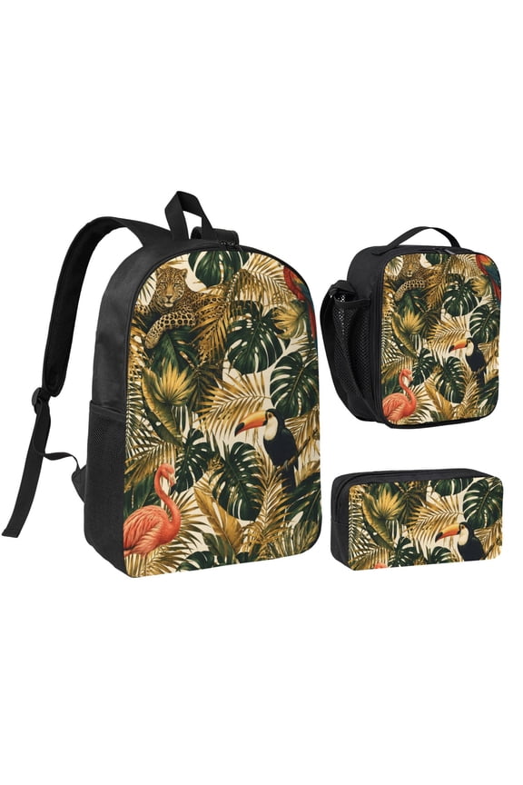 Tropical Jungle Animal Backpack Set 3pc Including Backpack, Lunch Bag and Pen Bag Combination