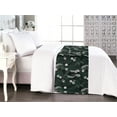 thumbnail image 1 of Tropical Jungle Bed Runner, Floral Boho Pattern With Palm Tree Leaves Greenery on Dark Back, Decorative Accent Bedding Scarf for Hotels Homes & Guest Rooms, Queen, Off White Forest Green, by Ambesonne, 1 of 3