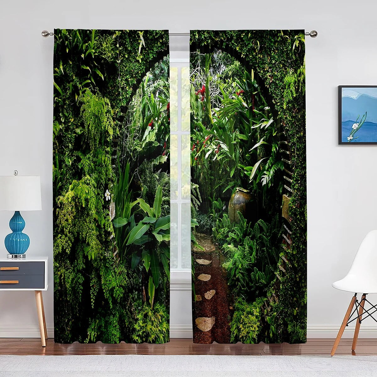 Tropical Jungle Cartoon Animals Theme Sheer Voile Curtains for Living ...