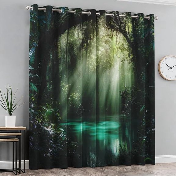 Tropical Jungle Curtains for Living Room, Rainforest Lake Blackout Curtains for Bedroom Decor, Nature Landscape Grommet Thermal Blackout Window Drapes 26"W x 54"L (Pack of 2)