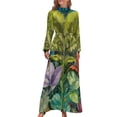 thumbnail image 1 of Tropical Jungle Flora Women's Long Dress Long Sleeves Dress Vintage Dresses Party Maxi Dress High Waist Dress, 1 of 4