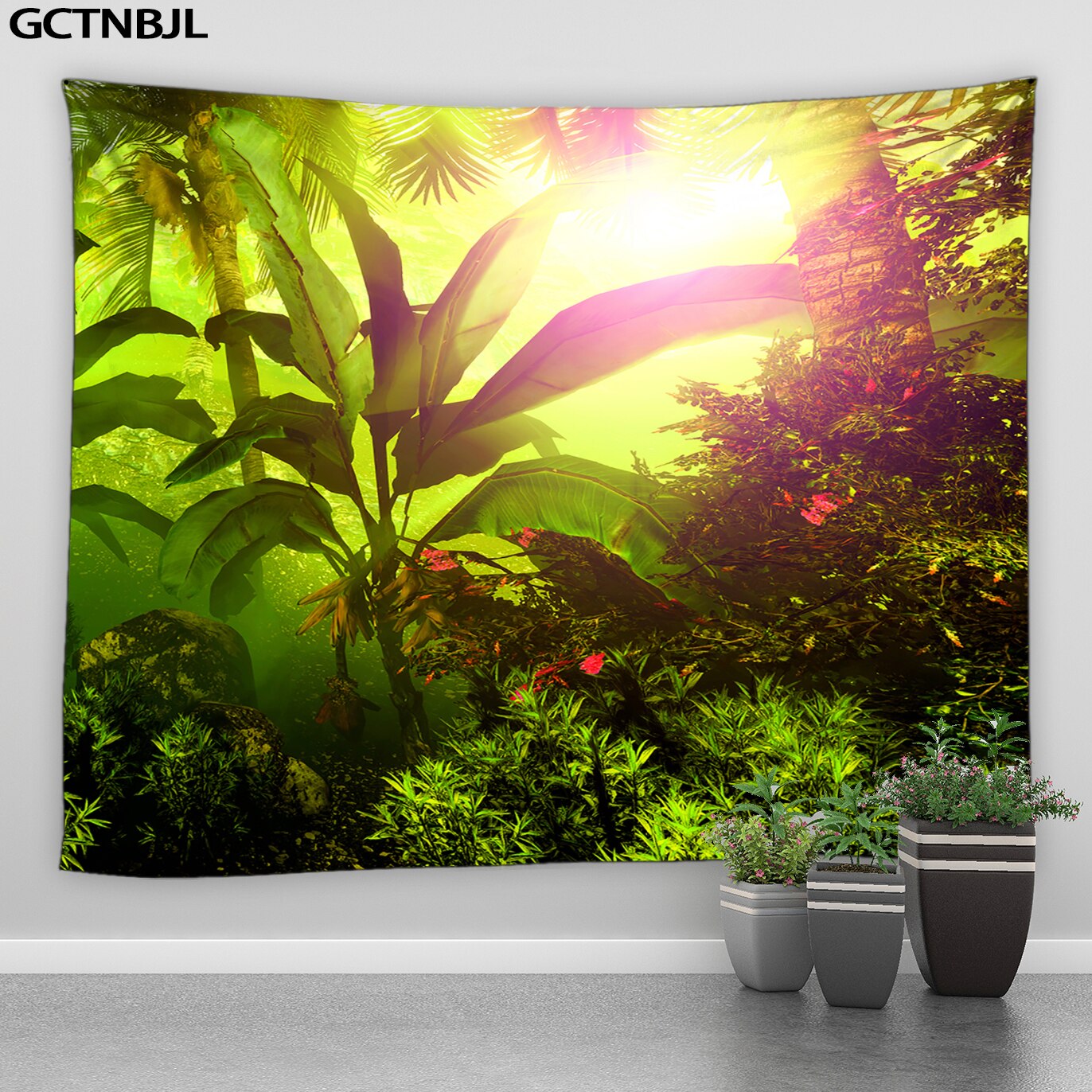 Tropical Jungle Landscape Big Tapestry Beautiful Forest Scenery Hippie