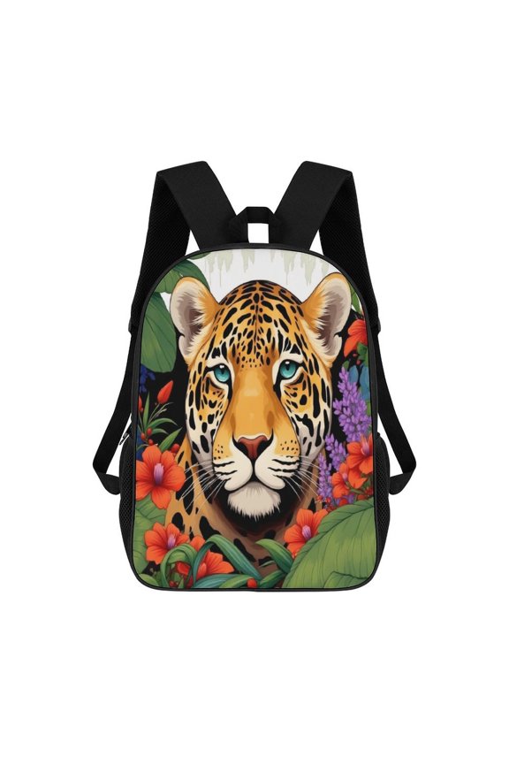 Tropical Jungle Leopard Print 3D Print 17in adolescent backpack Bags Laptop