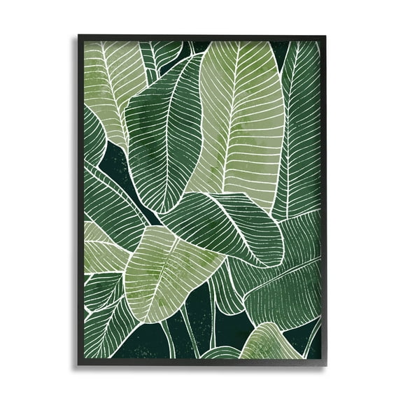 Tropical Jungle Nature Leaves Botanical & Floral Graphic Art Black Framed Art Print Wall Art