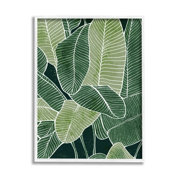 Tropical Jungle Nature Leaves Botanical & Floral Graphic Art White Framed Art Print Wall Art