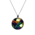 thumbnail image 1 of Tropical Jungle Palm Leaves Elegant Glass Circular Pendant Women's Necklaces, 1 of 5